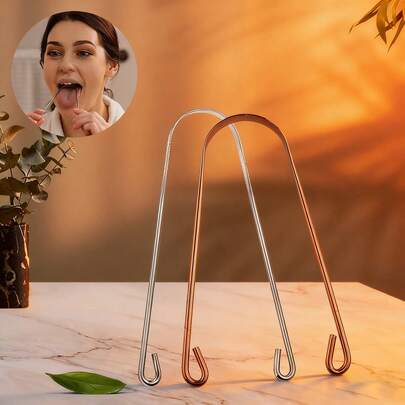 2pcs Metal Tongue Cleaner, Gentle Tongue Scraper, Essential For Oral Care At Home And Travel