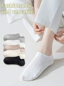5/10 pares de calcetines deportivos unisex para parejas de unicolor con estampado, calcetines invisibles, regalo de primavera/verano - Multicolor - Ver 5