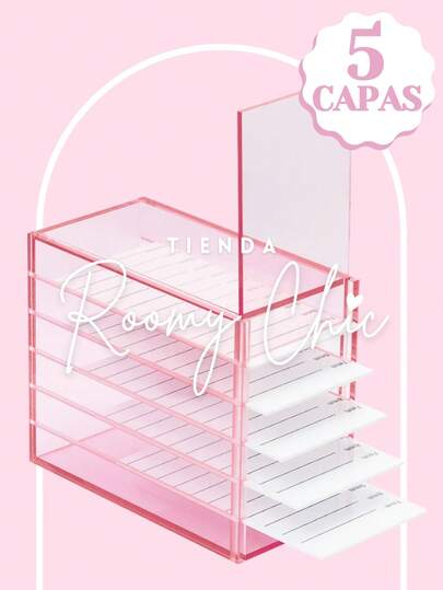 ROOMY CHIC Caja De Almacenamiento De Pestañas 5 Capas Caja De Acrílico 5 Porta Pestañas Para Extensiones De Pestañas Porta Pestañas De Acrílico Utensilio Para Pestañas Caja De Almacenamiento Exhibición De Pestañas Utensilios de belleza Utensilios para Pestañas