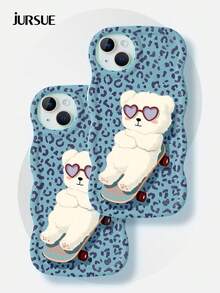 JURSUE Cute Kawaii Fashion Aesthetic Funny Shockproof Protective Soft Phone Case Compatible With IPhone 17 16 15 14 13 12 11 Pro Max SE 2020 X XR XS Ip 8 7 Plus N1196 - Cadet Blue - View 3