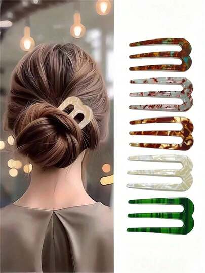 Kẹp tóc hình chữ U 3 chấu đính ngọc trai thanh lịch, kẹp búi tóc, kẹp tóc kiểu cổ điển - Phù hợp cho cả dịp thường ngày và trang trọng, phụ kiện tóc bốn mùa cho bé gái, kẹp tóc, kẹp tóc cổ điển, kẹp tóc chất lượng, kẹp tóc trang trí, thời trang cho bé gái, ghim cài tóc.