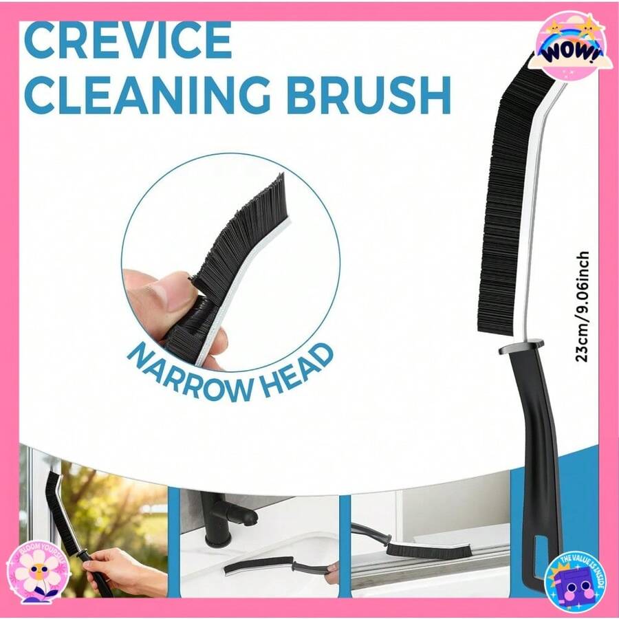 3-Pack Black Crevice Cleaning Brush, Specialized Scrub Brush And Crevice Cleaning Tool For Grout, Window Tracks,Household Cleaning Supplies - Default - View 1
