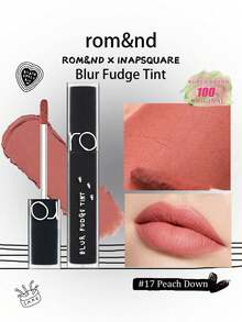 Rom&nd Romand BLUR FUDGE TINT 17 蜜桃色唇釉，哑光唇彩，质地轻盈，奶油配方，易于涂抹，持久显色，不拔干，丝绒哑光妆效，易于晕染，韩国美妆护肤礼品 - 17 PEACH DOWN - 查看 2