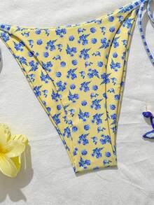 Women's 2 Pieces Halter Bikini Set, Fresh & Sweet Design, Suitable For Beach, Party, Summer Vacation - Yellow - View 6