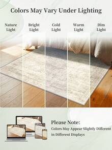 1pc Bohemian Style Brown Area Rug, Washable Non-Slip Faux Wool, 1160g/M² For Living Room Bedroom Kitchen Office Entryway - Brown - View 5