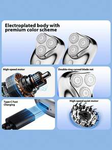 SKYWORTH 300mAh High Capacity Battery Electric Shaver, IPX7 Waterproof, Wet/Dry Use, Fully Washable, 3 Precision Steel Blades, One-Touch Start, Premium Silver Appearance, Suitable For Use In Shower, Reduces Skin Irritation - Multicolor - View 11