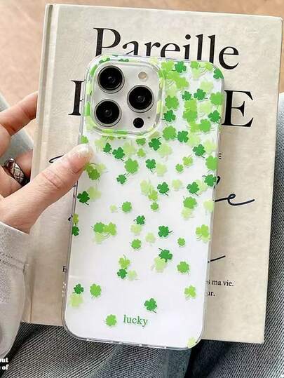 New Fashionable Summer Fresh Lucky Clover Full Coverage Protective Phone Case, Suitable For IPhone 17 Pro Max, 17 Pro, 17 Air, 17, 16, 15, 14, 13, 12 Pro Max, 11, Candy Colors