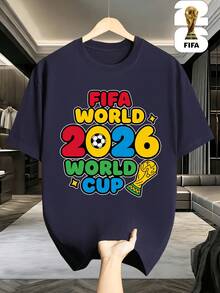 [Con licencia de la  World Cup] 1 pieza, camiseta de manga corta de fútbol para hombre y mujer, camiseta para parejas, camiseta versátil de cuello redondo para hombre, tela suave y cómoda, perfecta para deportes, uso diario y actividades al aire libre, un gran regalo para familiares. - Blanco - Ver 7