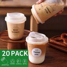 NEW IN 2026 20pcs Clear Reusable Plastic Cups With Drinking Lids, For Iced Coffee, Smoothie, Milkshake, Cold Drinks 16oz - bạc - Xem 12