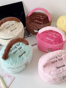 1 PC Hairy Hand-Held Makeup Bag, Student Skincare Product Storage Bag, Travel Portable Toiletry Bag - Multicolor - View 4
