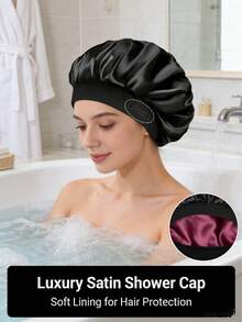 双层缎面帽，可调节帽，适合女士睡眠时佩戴，双面发网 - A - 查看 5