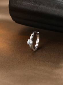 1PC 925 Sterling Silver Dainty Prong Setting Stud 18K Gold Plated Cartilagefour Claws Tragus Piercing Hypoallergenic Earring Jewelry Gift For Women Girls Daily Wear Wedding Party Engagement ﻿ - Silver - View 4