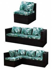 1件装户外树叶印花沙发坐垫套，弹性半包式沙发坐垫套，庭院沙发坐垫套 - 彩色 - 查看 5