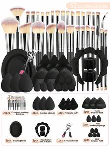ronshadow 52pcs Deluxe Makeup Tool Set, Including 30pcs Makeup Brushes, Makeup Sponge, Makeup Sponges, Hair Bands, Eyelash Curler, Brush Cleaning Bowl, Complete Starter Kit For Beginners - Multicolor - View 1