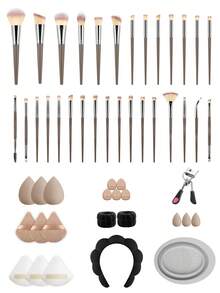 ronshadow 52pcs Deluxe Makeup Tool Set, Including 30pcs Makeup Brushes, Makeup Sponge, Makeup Sponges, Hair Bands, Eyelash Curler, Brush Cleaning Bowl, Complete Starter Kit For Beginners - Multicolor - View 13