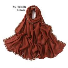 1pc Women's Chiffon Beaded Scarf, Malaysian Headscarf, Fresh And Sweet Long Scarf - Multicolor - View 8