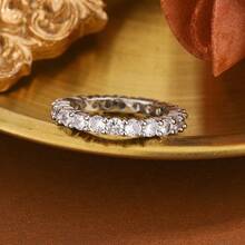 极简奢华优雅情侣全镶钻戒指，永恒订婚/结婚戒指，高品质珠宝 - KYRA028白金 - 查看 3