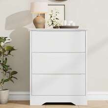 Armario de madera con 6 cajones moderno alto con almacenamiento profundo cómoda grande con parte superior ancha ideal para dormitorio sala de estar pasillo habitación infantil - Blanco - Ver 3