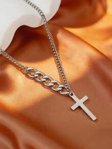 MONALLY Hip Hop Style Seller Stainless Steel Classic Cross Necklace Chain Pendant For Women Unisex Minimalist Religious Choker Jewelry Gift Daily Wearing - Pendant Necklace - View 3