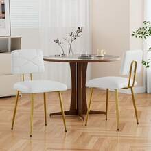 VECELO Dining Chairs Set Of 6, Modern Upholstered Dining Room Chairs With PU Leather Padded Seat, Armless Kitchen Chairs With Curved Backrest And Solid Wood Legs For Dining Room, Kitchen, Apartment - trắng - Xem 7