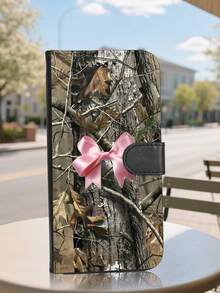 Wallet Phone Case,Folio Case Camouflage Pink Bow Flip Cover, Compatible With IPhone 17/16/15/14/13/12 Series (Pro Max/Plus), Handcrafted With Kickstand And Card Slots, Tailored For The Fashion-Forward Individual. - 黑色 - 查看 3