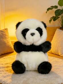 1个20厘米/7.87英寸可爱熊猫毛绒玩具，柔软可爱，便携式减压玩偶，精美卧室客厅沙发装饰，适合儿童和成人作为生日、圣诞节、万圣节、感恩节、复活节、情人节、新年礼物 - 黑與白 - 查看 7