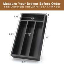 Small Cutlery Tray Narrow Wooden Silverware Organizer 12"X6.7" Spoon Kitchen Utensil Holder For Drawer Divider Bamboo Cutlery Drawer Organizers Storage Black Wood Silverware Tray Flatware Organizer - ColorA - View 6