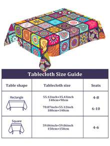 1件波西米亚风涤纶桌布，彩色波西米亚图案桌旗，节日生日派对装饰桌布，咖啡桌餐桌橱柜吧台装饰桌布套装，厨房餐厅装饰桌裙，四季皆宜的家居装饰桌旗，室内外派对用餐野餐桌布，可机洗 - 波希米亞 - 查看 11
