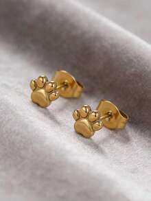 VceTd Delicate Personalized Mini Elegant Daily Accessories Earrings, Minimalist Fashionable Cute Cat Claw Earrings, Fashion Accessories, Animal Element Earrings, Cartoon Ladies Earrings, Korean Style Fashion Ear Cuff Earrings, Women Anniversary Small Earrings - Yellow Gold - View 5