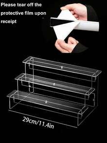 (Embalaje en bolsa de burbujas) 1 pieza Organizador de cosméticos de acrílico, estante de almacenamiento transparente de varias capas, soporte para tartas, contenedor de exhibición de perfumes, organizador de perfumes, estantería de exhibición trapezoidal reforzada, estantería de colección de cosméticos - transparente - Ver 10