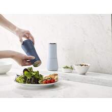 Non-Spill Salt And Pepper Mill Set Refillable With Ceramic Grinding, White/Grey, 24 - Blue - View 6