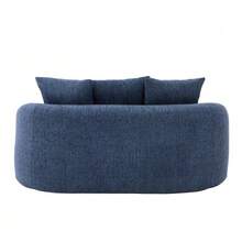 Este conjunto de sofá contemporâneo de dois lugares apresenta almofadas profundas e redondas com um padrão de nuvens em chenille, um design compacto sem molas e inclui três almofadas decorativas. Ideal para apartamentos compactos. - Azul - Ver 11