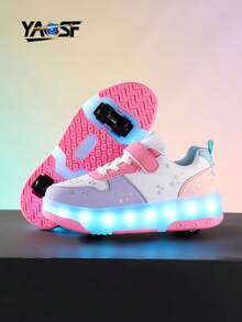 YAOSF 青少年轮滑鞋 - 升级版，稳定性更强，可拆卸二合一运动鞋，街头酷炫轮滑鞋，户外运动发光鞋，亲子鞋，新款轮滑鞋，夜间发光鞋，USB充电轮滑鞋，LED发光轮滑鞋，发光鞋底运动鞋，男女童款，学生款，户外运动轮滑鞋 - 粉色 - 查看 13