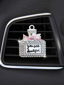 1PC Rhinestone Car Air Vent Clip Fragrance Bottle – Empty Flat Diffuser With Refill Sheet, Shiny Air Freshener Decor - 銀 - 查看 9