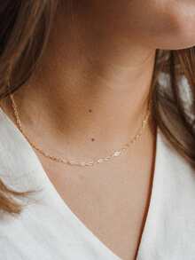 1pc Women's Minimalist Stainless Steel Necklace, Mini Paperclip Necklace, Chain Necklace, Delicate Chain Necklace, Layered Necklace, Women's Jewelry - Necklace - View 1