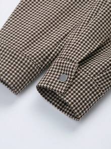 Casual Houndstooth Zip-Up Collar Jacket, Suitable For Spring And Autumn - Brown - View 5
