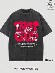EWH Unisex Retro Street T-Shirts With Double-Sided Prints. Creative Pattern Printed T-Shirts, Heavyweight 230g Pure Cotton, Washed T-Shirts, Drop-Shoulder T-Shirts, Basic Style T-Shirts, Loose Hip-Hop Unisex Tops, Washed Retro T-Shirts 004-A - 黑色 - 查看 1
