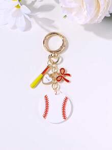 1件装 时尚运动主题PVC 3D足球、棒球、橄榄球钥匙扣，可作背包装饰、汽车装饰或派对礼物 - 彩色 - 查看 4