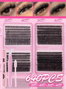 160/648/680/720片D型卷翘假睫毛套装，含胶水、镊子、睫毛刷，适合初学者，大容量睫毛册，可DIY打造不同妆容，浓密蓬松的睫毛可拉长并丰盈双眼，适合日常、婚礼、户外、旅行、晚宴、音乐节等场合，是送给女性的理想礼物。 - 粉色 - 查看 13