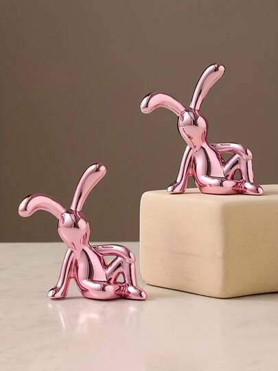 4个塑料兔子雕像，现代坐姿兔子装饰，创意简约家居装饰，适合DIY手工制作，也适合汽车、架子和水族箱装饰，复活节装饰品