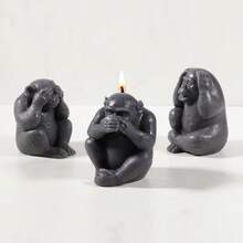 1 Set de molde de silicona con forma de mono "No ver el mal, no oír el mal, no hablar el mal", molde de líquido de resina, molde de mono animal realista, adecuado para resina epoxi, velas, yeso, cemento, manualidades de arcilla polimérica y decoración del hogar - animal - Ver 8