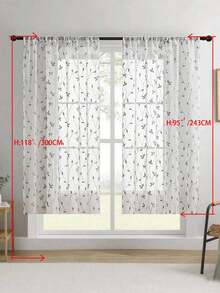 1 buah Tirai Tipis Bordir, Motif Bunga, Dengan Kantong untuk Batang Tirai, Penghalang Sinar UV, Bernapas, Kain Poliester, Tanpa Lapisan, Cocok Untuk Ruang Tamu, Kamar Tidur, Ruang Makan - Grey - View 31
