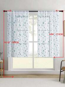 1pc Embroidered Sheer Curtain Panel, Floral Pattern, Rod Pocket Design, UV Protection, Breathable, Transparent, Polyester Material, No Lining, Suitable For Living Room, Bedroom, Dining Room - Blue - View 23