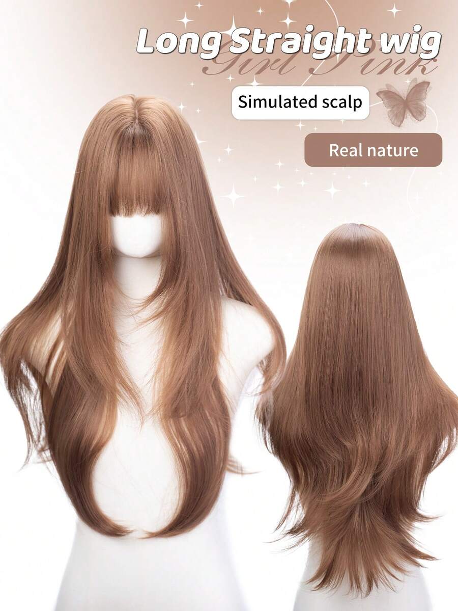 Tóc giả tổng hợp dài 28 inch với kiểu dáng thẳng tự nhiên, màu nâu mocha tuyệt đẹp. Được thiết kế với phần mái, nó được làm từ sợi chịu nhiệt để đảm bảo độ bền. Bộ tóc giả này hoàn hảo để sử dụng hàng ngày, mang lại vẻ ngoài tự nhiên và chân thực, giống như tóc thật. - Màu nâu Mocha - Xem 1