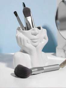 Artistic Bust Cosmetic Storage Cup - Sculpture Style Makeup Organizer - Multicolor - View 3