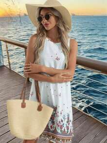 1 Hat + 1 Bag, Suitable For Beach Vacation - Beige - View 2