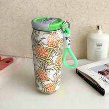 Stainless Steel Thermal Mug With A Creative Print; A Portable And Modern Thermal Water Mug. - 綠色 - 查看 1