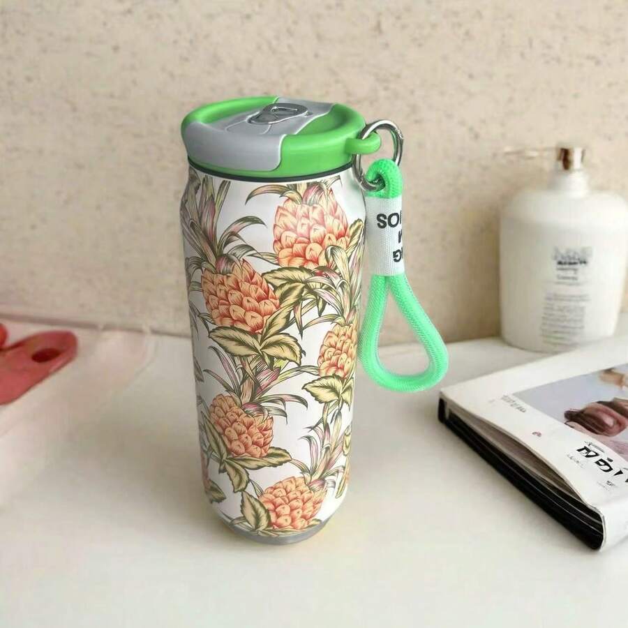 Stainless Steel Thermal Mug With A Creative Print; A Portable And Modern Thermal Water Mug. - 綠色 - 查看 1