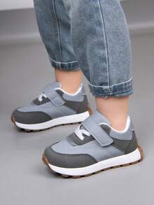 1 Pair 2026 New Children's Casual Sneakers, Boys' Soft Sole Non-Slip Leisure Shoes, Daily Sports School Running Flat Shoes - Grey - View 8