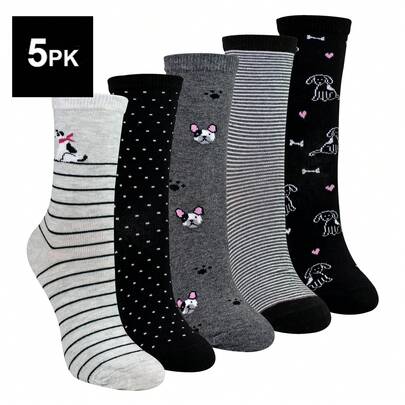 Sock Snob Sock Snob - 5 Pairs Ladies Dog Novelty Socks UK 4-8 | Cotton Rich Soft Comfortable Everyday Socks | Fun Cute Animal Design | Womens Gift Idea